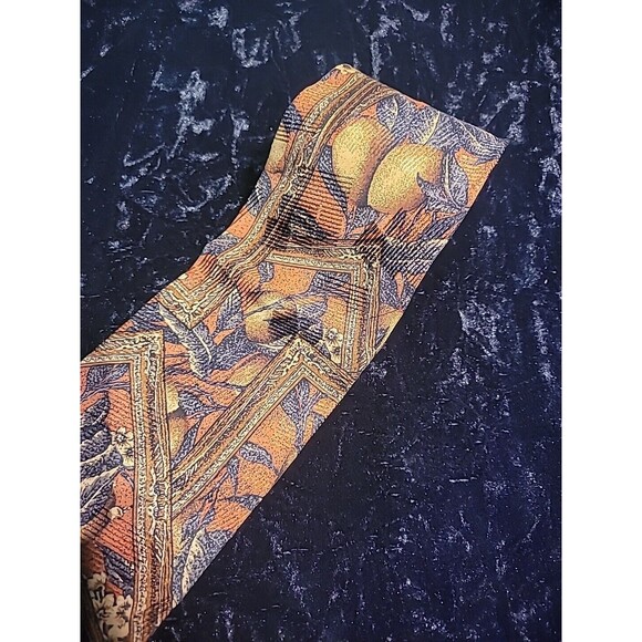 Vintage Landon's Mend Neck Tie Orange Frames Geometric Fruit Professional Suit - Picture 3 of 10